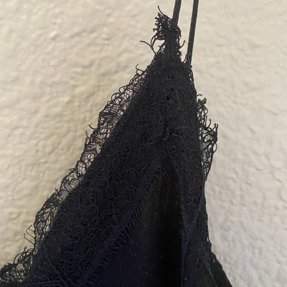 Satin Tie Top with Lace Detail - Picture 2 of 2